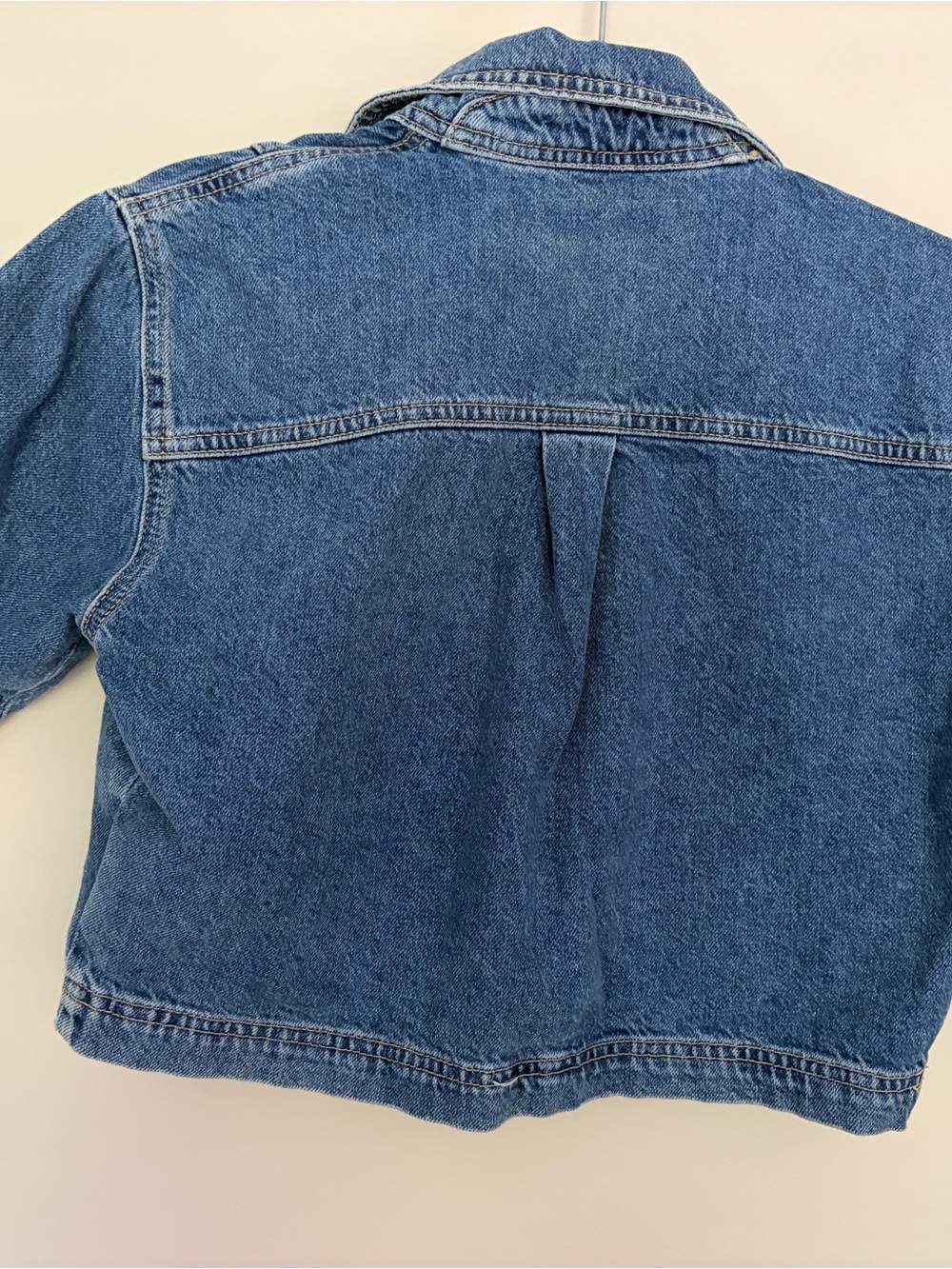 Zara Blue Denim Short-Sleeve Cropped Shirt - Picture 5 of 5